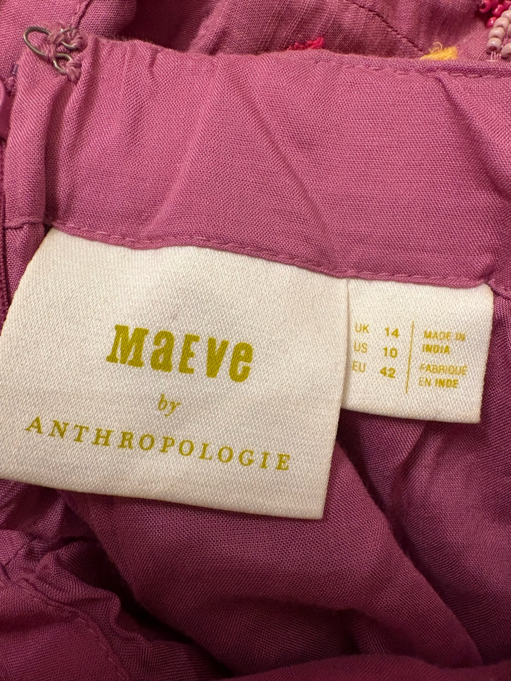 Anthropologie Maeve Pink Floral Embroidered Beaded Cutout Mini Dress Womens 10 - Picture 15 of 16